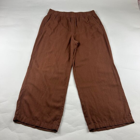 Old Navy Maplewood Brown Linen Blend Wide Leg Lounge Pant L - Picture 1 of 8